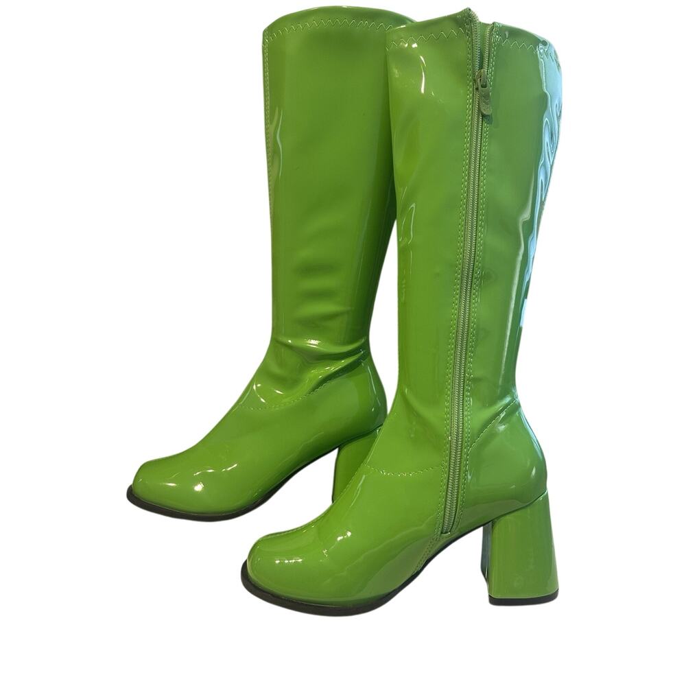 Ellie Sexy Night Club Dancer Side Zipper High Heel Boots Women Sz 7 GOGO Green